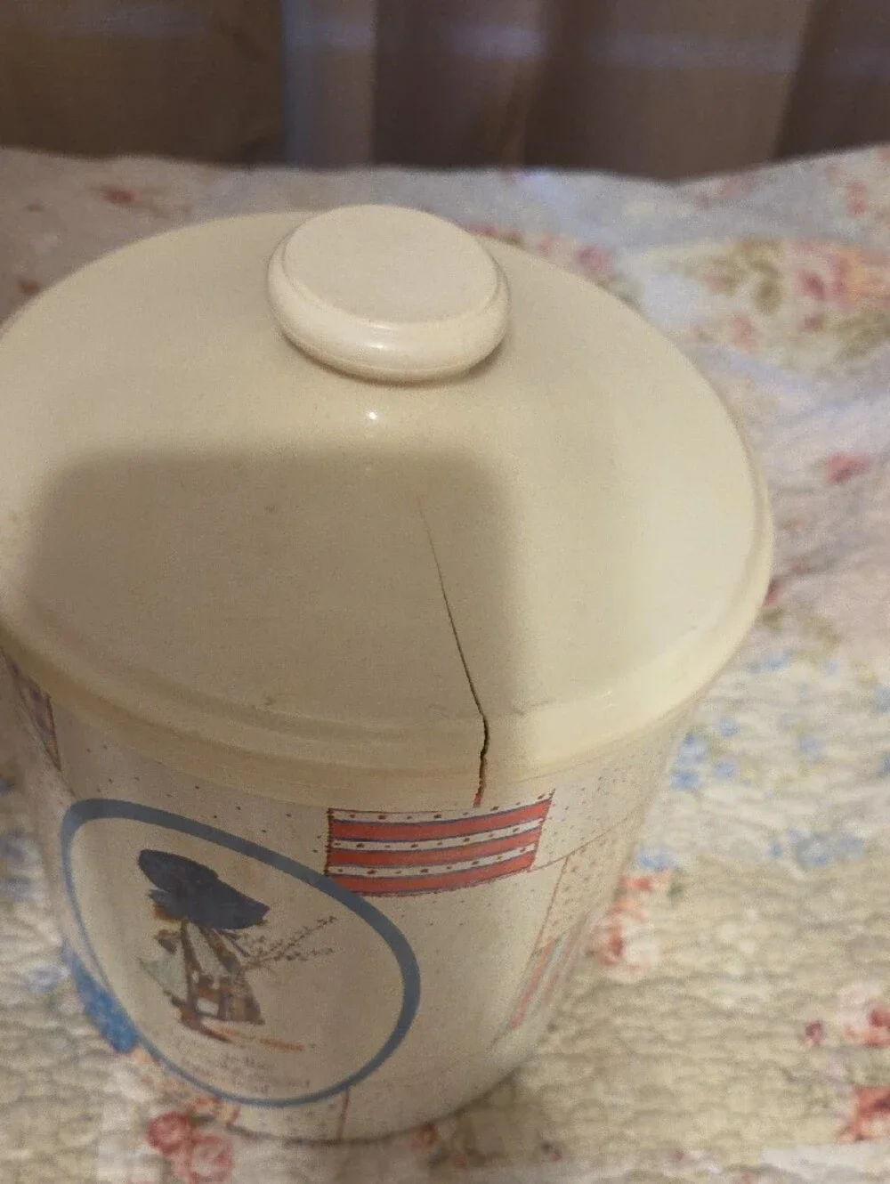 Holly Hobbie Vintage Floral Cookie Jar - Cream & Blue